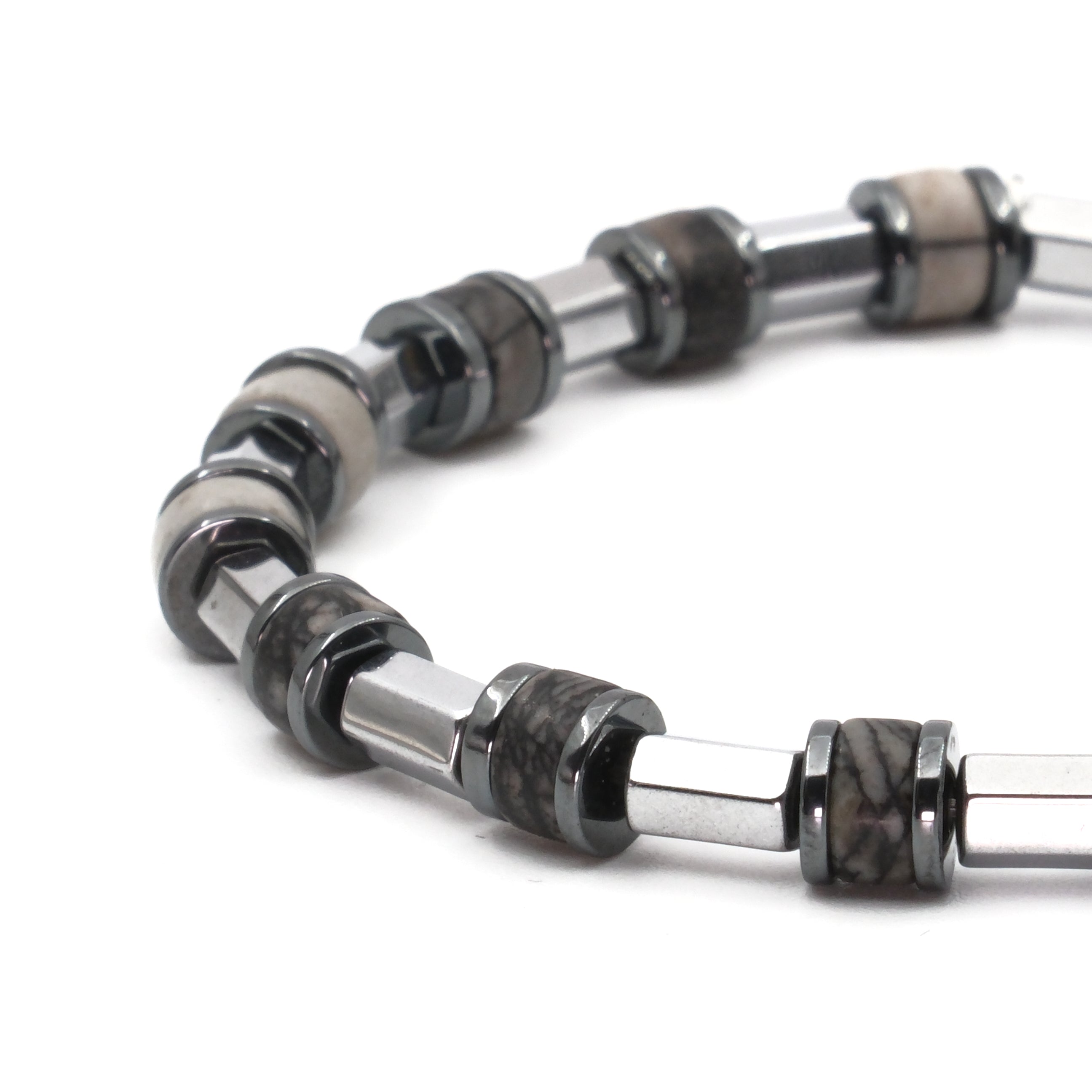 Picasso Jasper ve Hematit Sertifikalı Doğal Taş Bileklik SPF-A-059