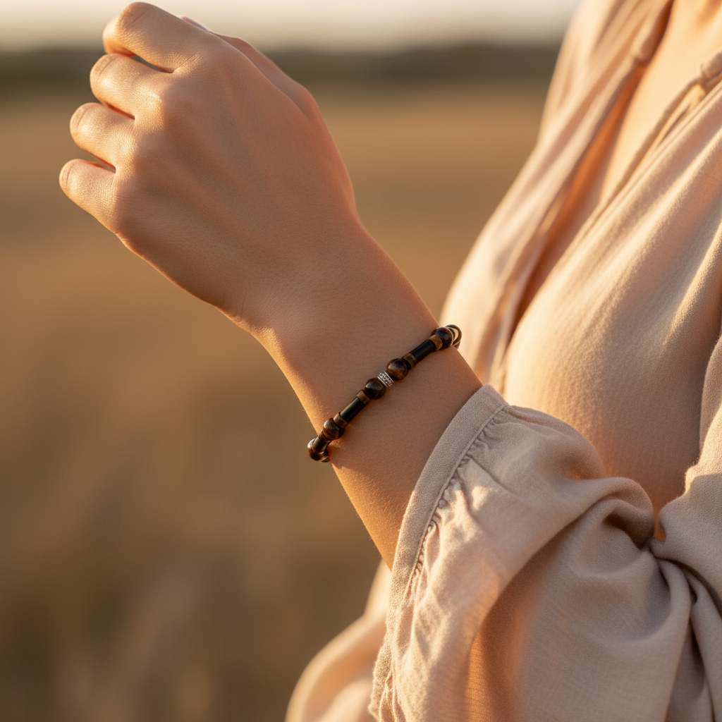 Kaplan Gözü ve Oniks Sertifikalı Doğal Taş Bileklik SPF-A-041