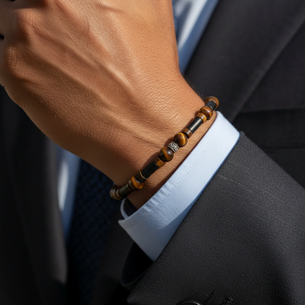 Kaplan Gözü ve Oniks Sertifikalı Doğal Taş Bileklik SPF-A-041