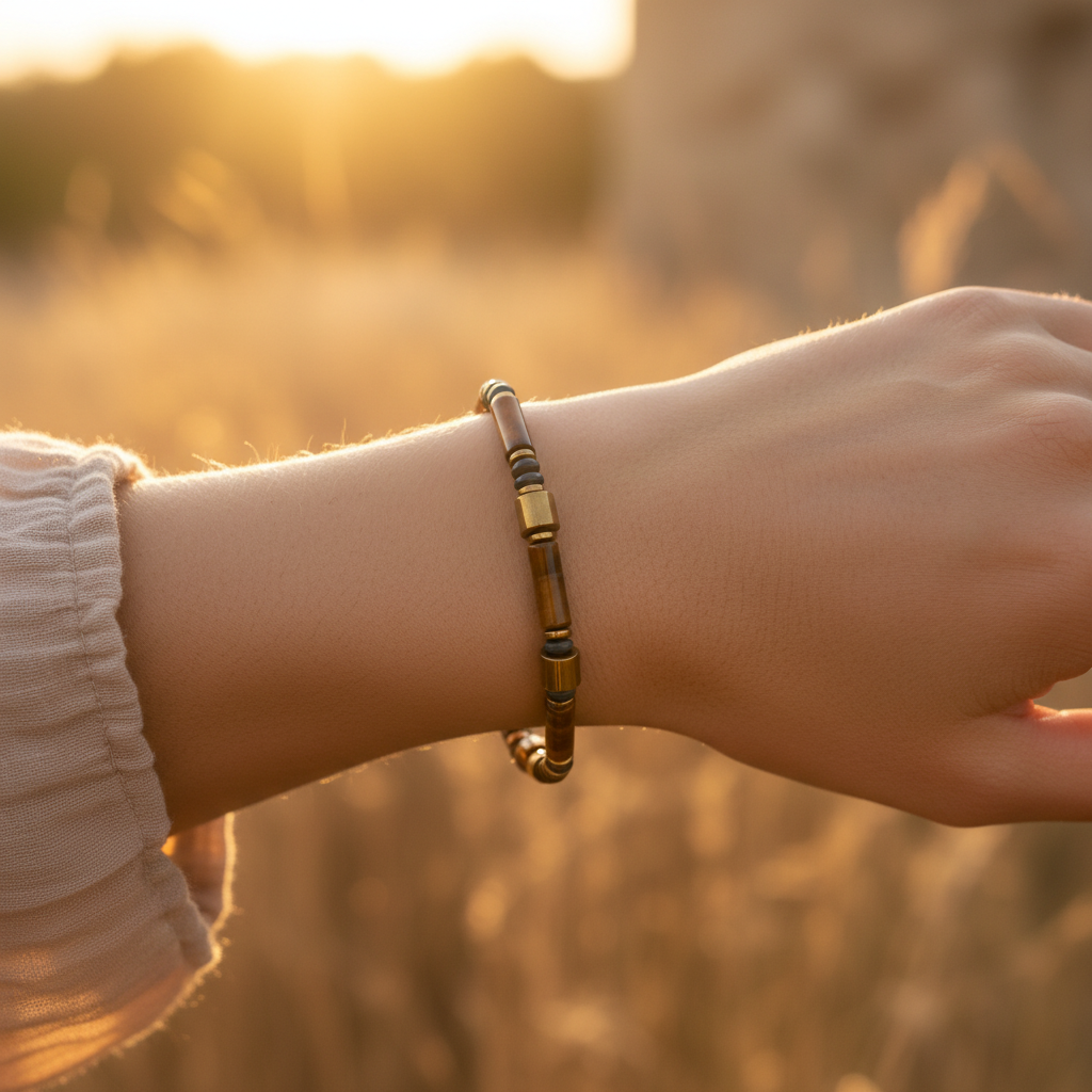 Kaplan Gözü ve Hematit Sertifikalı Doğal Taş Bileklik SPF-A-038