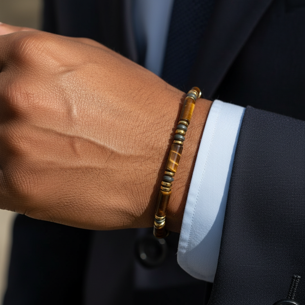 Kaplan Gözü ve Hematit Sertifikalı Doğal Taş Bileklik SPF-A-038