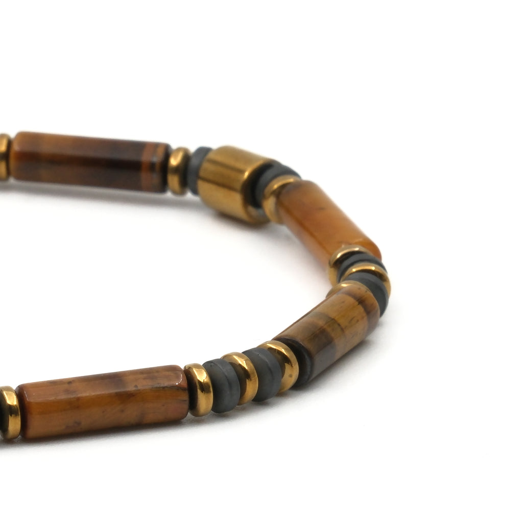 Kaplan Gözü ve Hematit Sertifikalı Doğal Taş Bileklik SPF-A-038