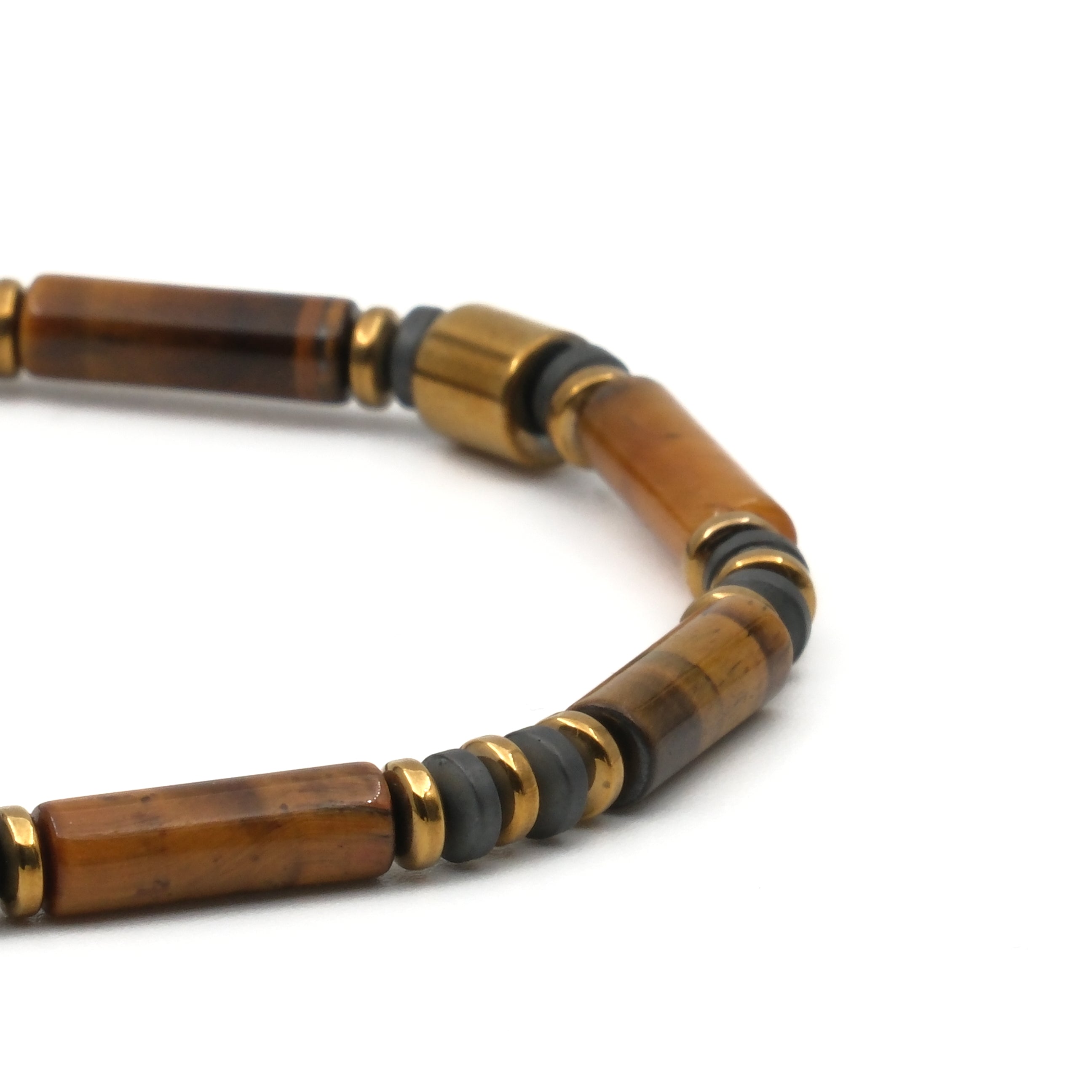 Kaplan Gözü ve Hematit Sertifikalı Doğal Taş Bileklik SPF-A-038