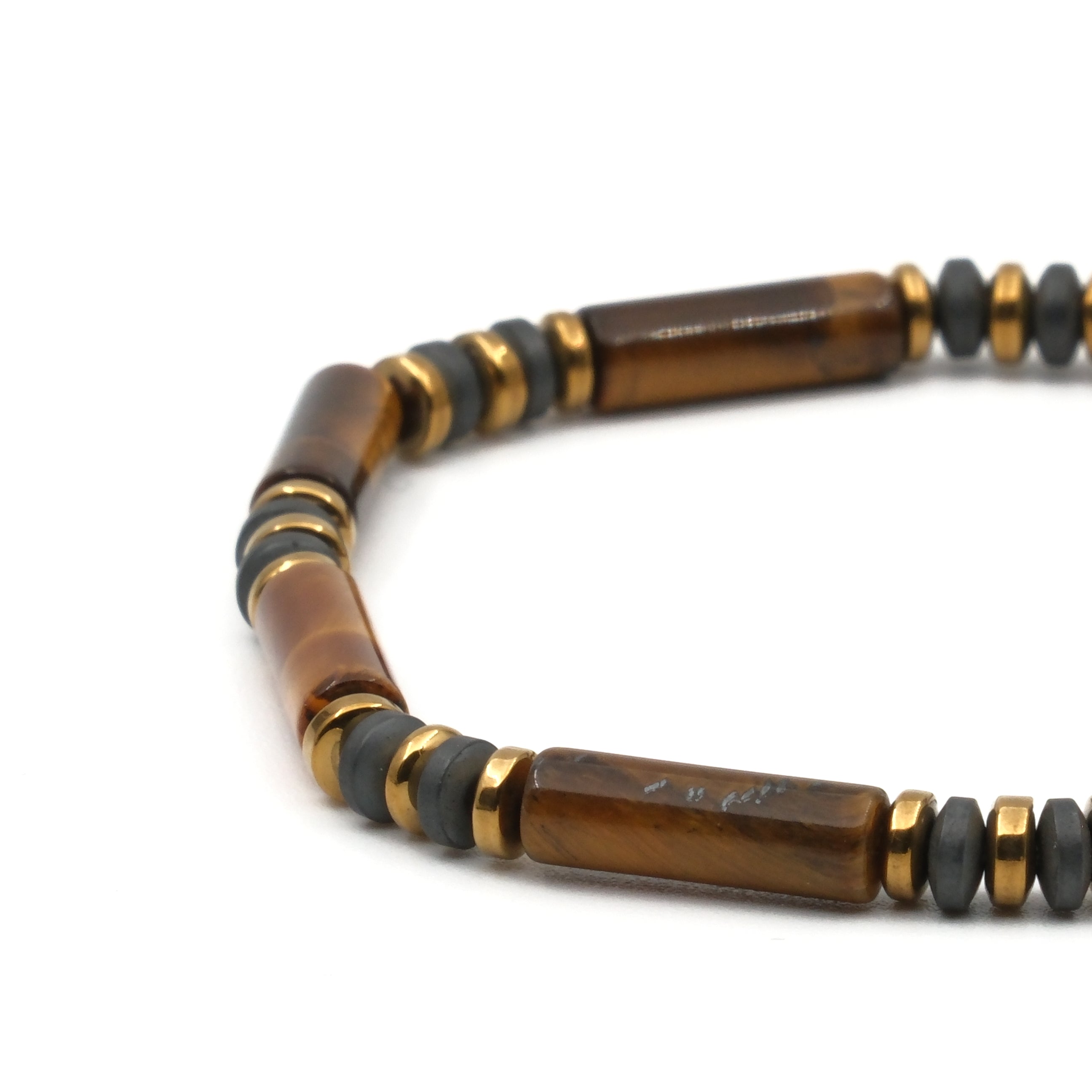 Kaplan Gözü ve Hematit Sertifikalı Doğal Taş Bileklik SPF-A-038