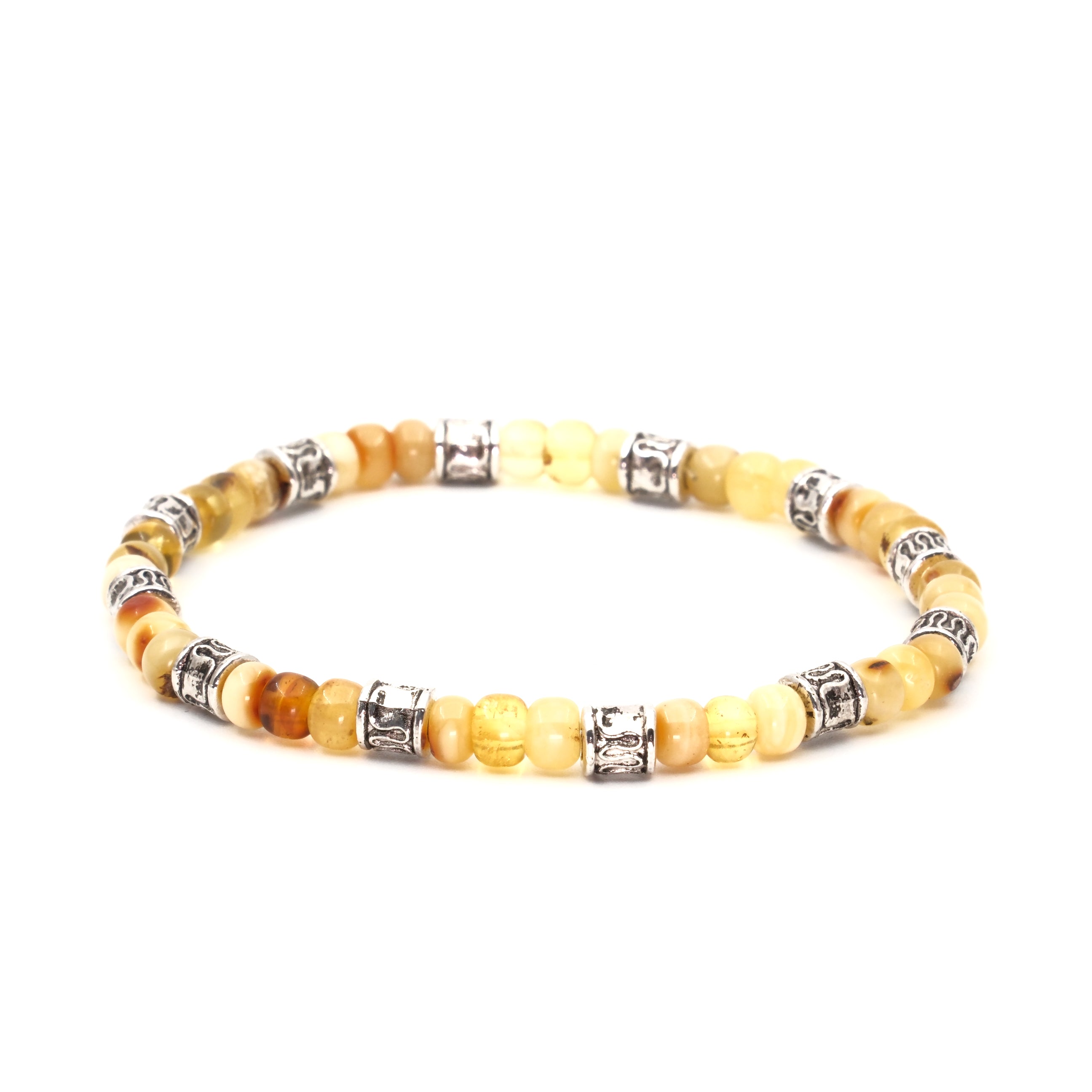 Kehribar ve Hematit Sertifikalı Doğal Taş Bileklik SPF-A-042