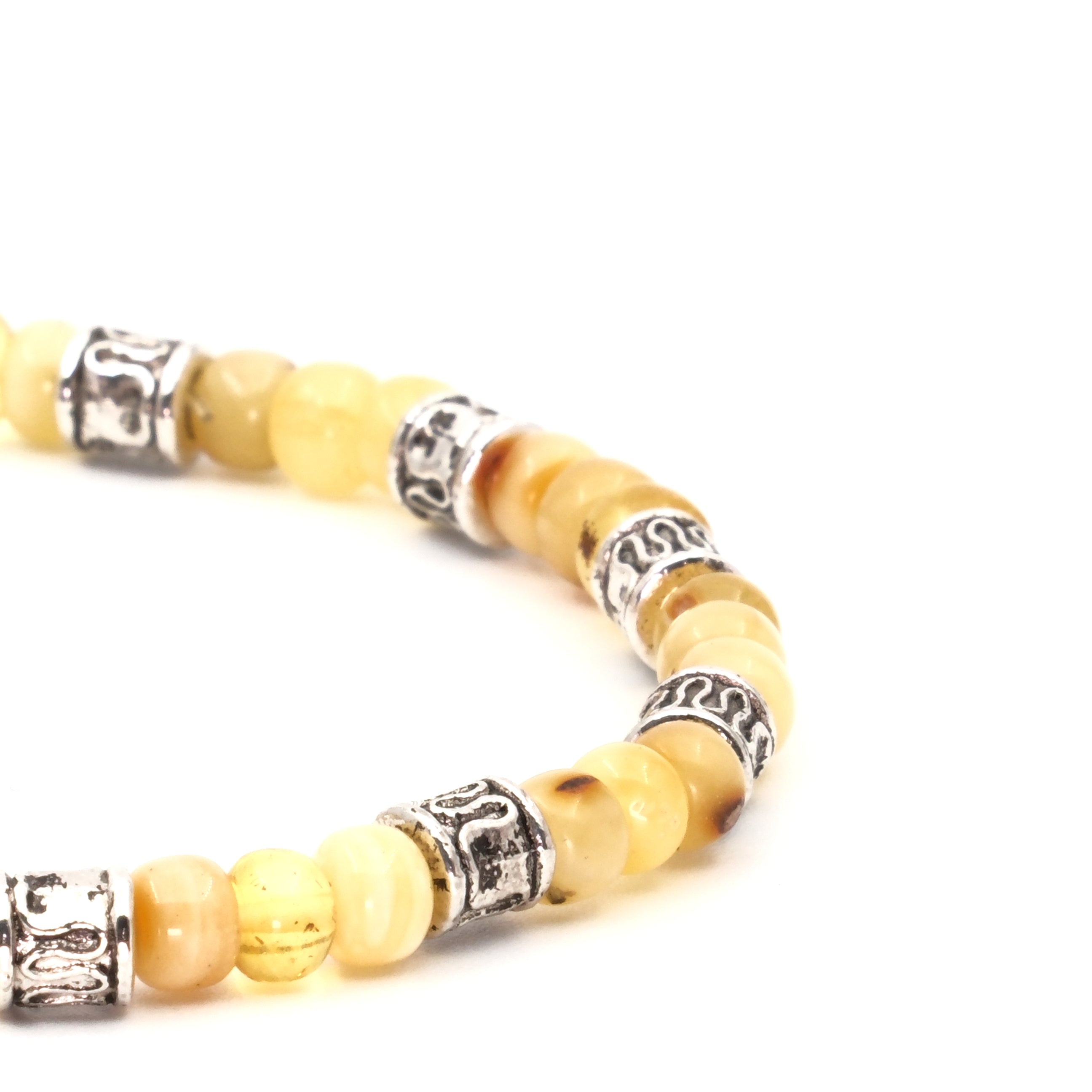 Kehribar ve Hematit Sertifikalı Doğal Taş Bileklik SPF-A-042