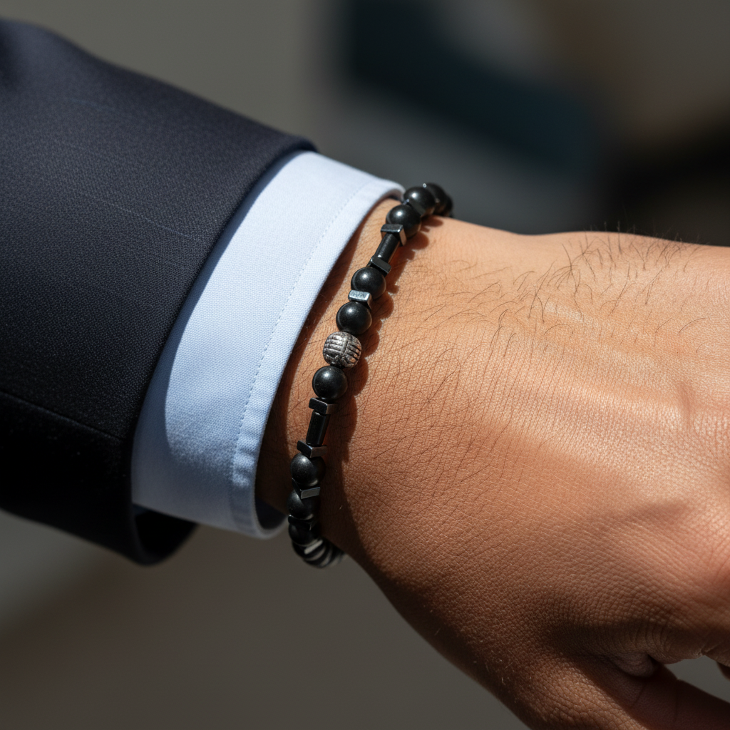 Shungite Ve Hematit Sertifikalı Doğal Taş Bileklik SPF-A-061