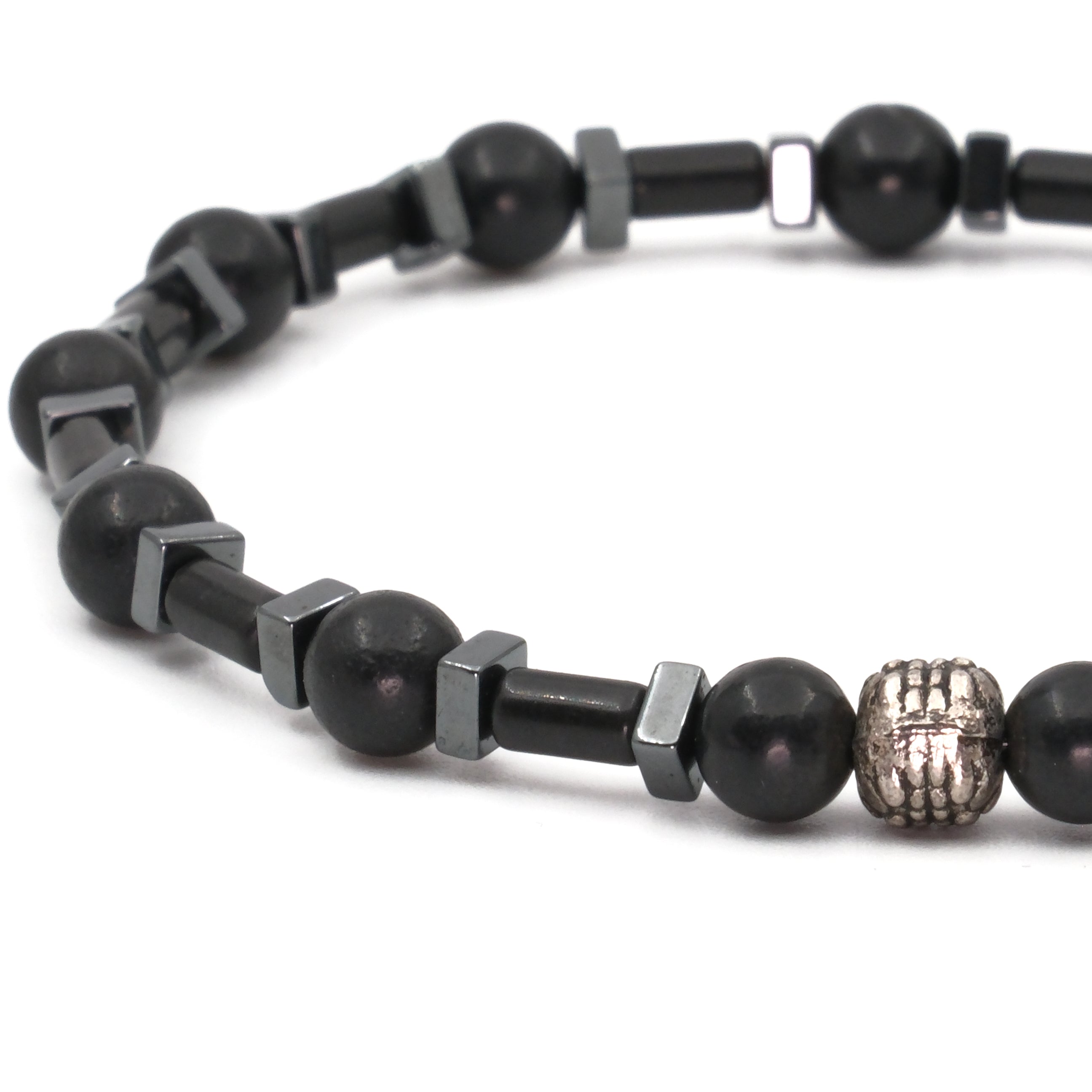 Shungite Ve Hematit Sertifikalı Doğal Taş Bileklik SPF-A-061