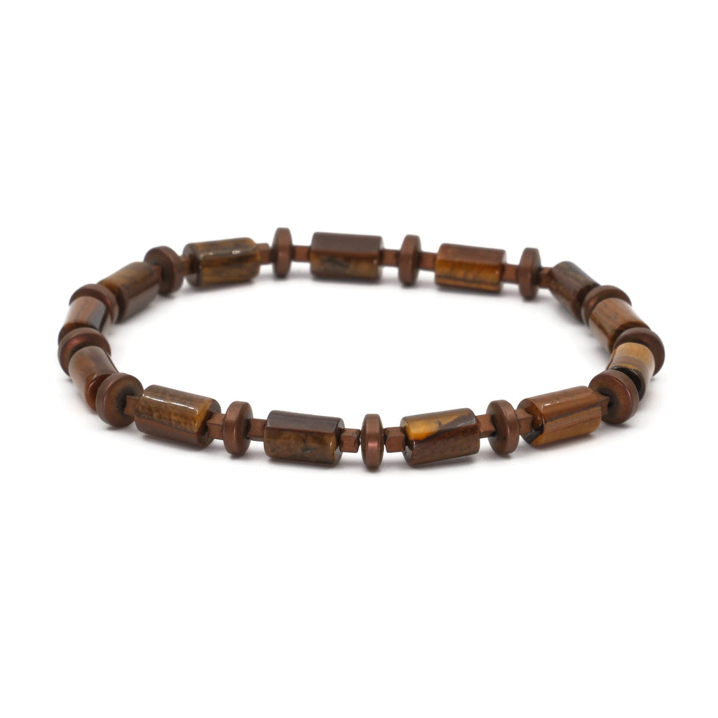 Silindir Kaplan Gözü Hematit Sertifikalı Doğal Taş Bileklik SPF-A-062