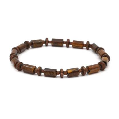 Cylinder Tiger Eye Hematite Natural Stone Bracelet SPF-A-062