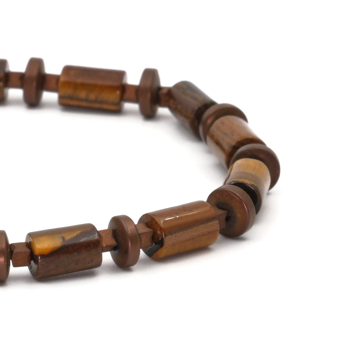 Cylinder Tiger Eye Hematite Natural Stone Bracelet SPF-A-062
