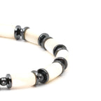 White Mother-of-Pearl and Hematite Certified Natural Stone Bracelet SPF-A-020