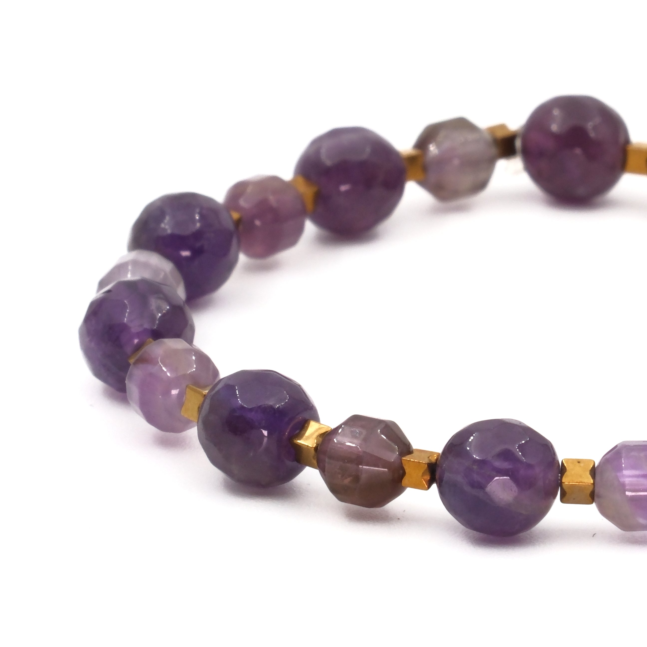 Ametist Hematit Sertifikalı Doğal Taş Bileklik SPF-A-012