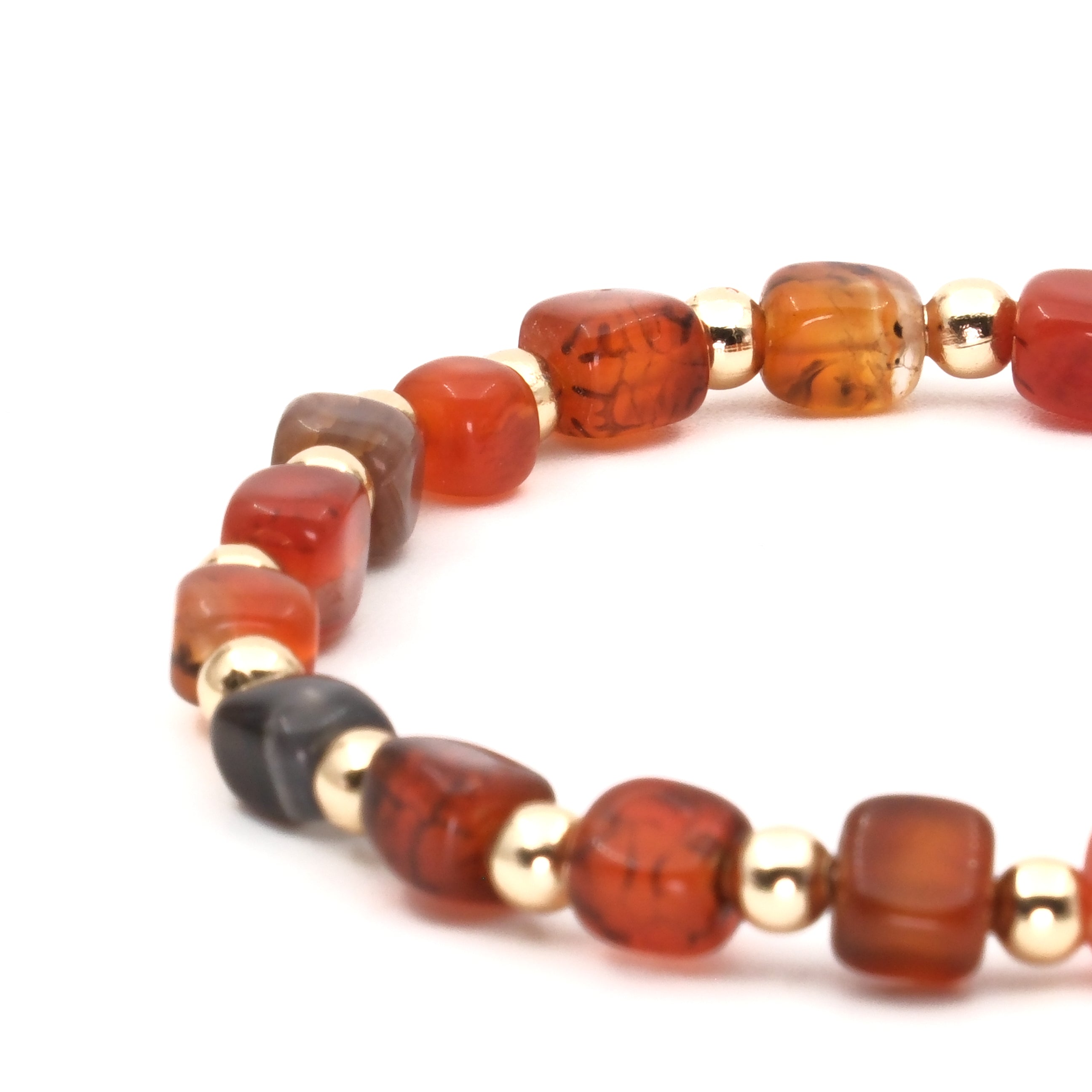 Kırmızı Akik ve Hematit Sertifikalı Doğal Taş Bileklik SPF-A-044