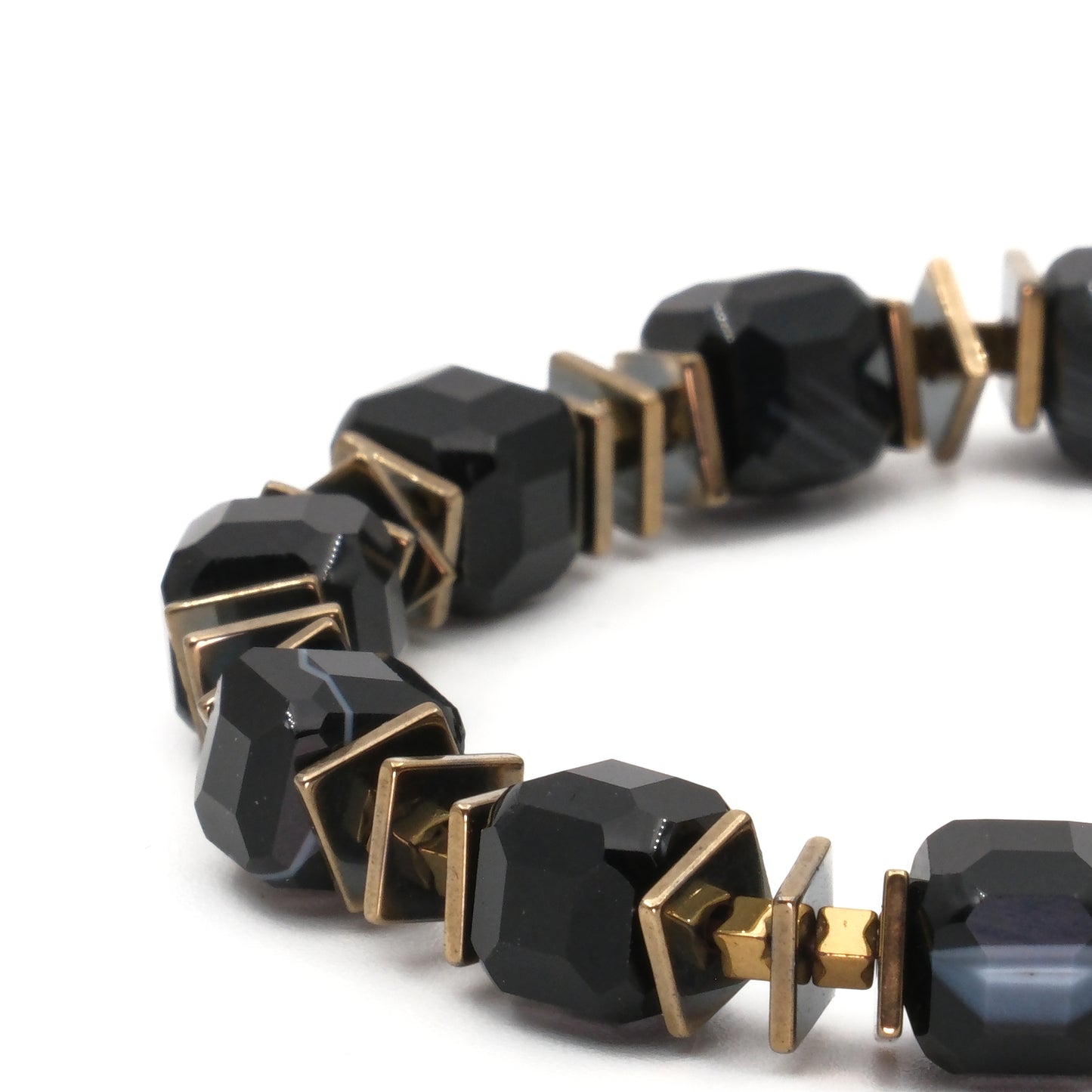 Black Agate and Hematite Natural Stone Bracelet SPF-A-064