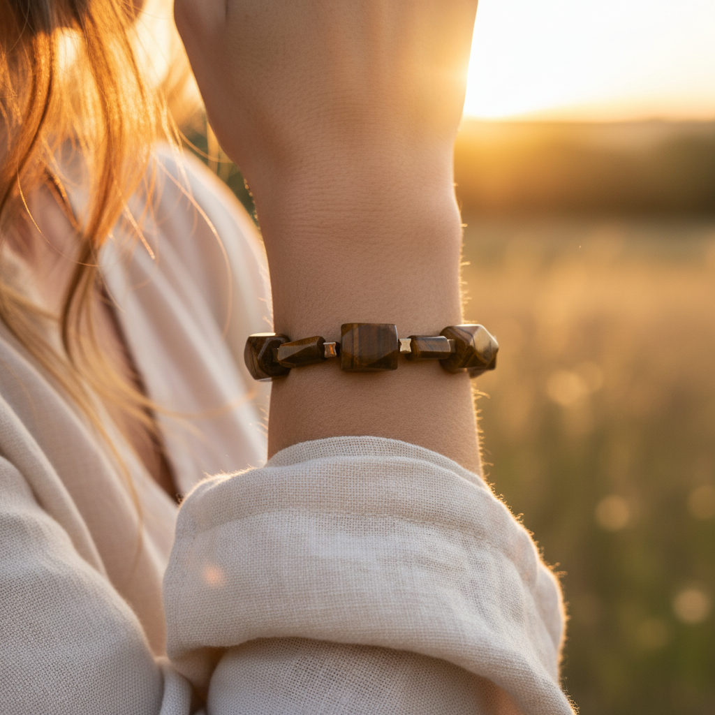 Kaplan Gözü Hematit Sertifikalı Doğal Taş Bileklik SPF-A-029