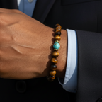 Tiger Eye, Turquoise, and Hematite Certified Natural Stone Bracelet SPF-A-033