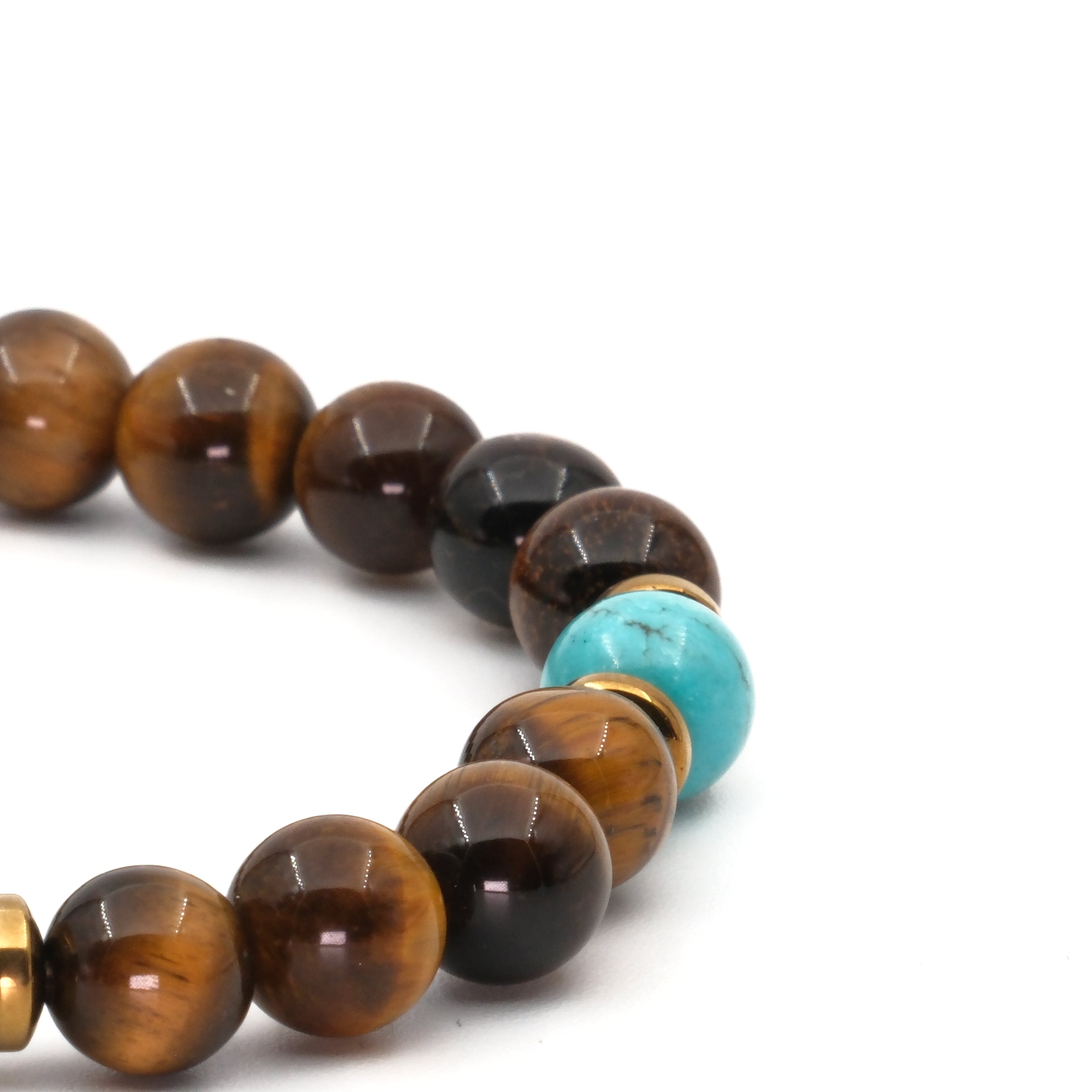 Kaplan Gözü Turkuaz ve Hematit Sertifikalı Doğal Taş Bileklik SPF-A-033