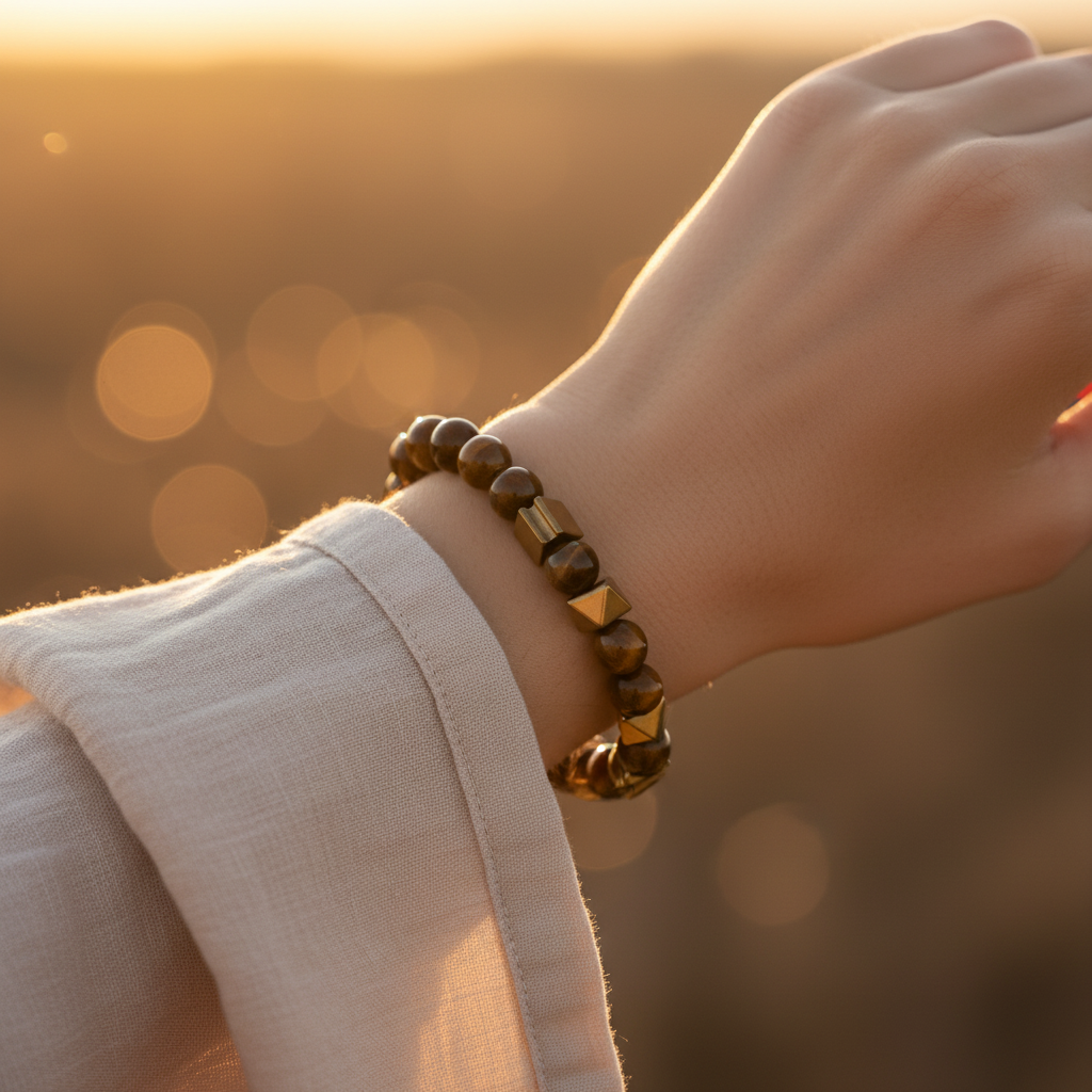 Kaplan Gözü Hematit Sertifikalı Doğal Taş Bileklik SPF-A-030