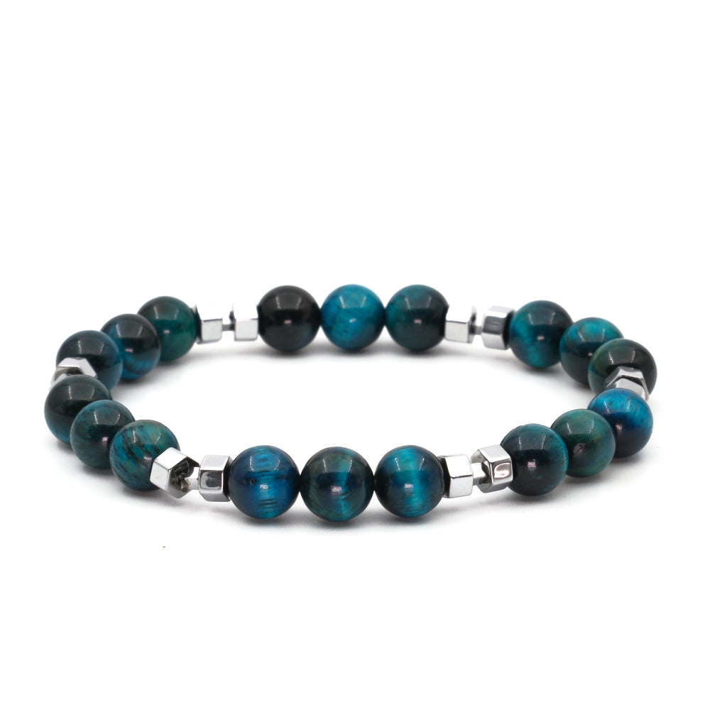 Kaplan Gözü ve Hematit Sertifikalı Doğal Taş Bileklik SPF-A-035