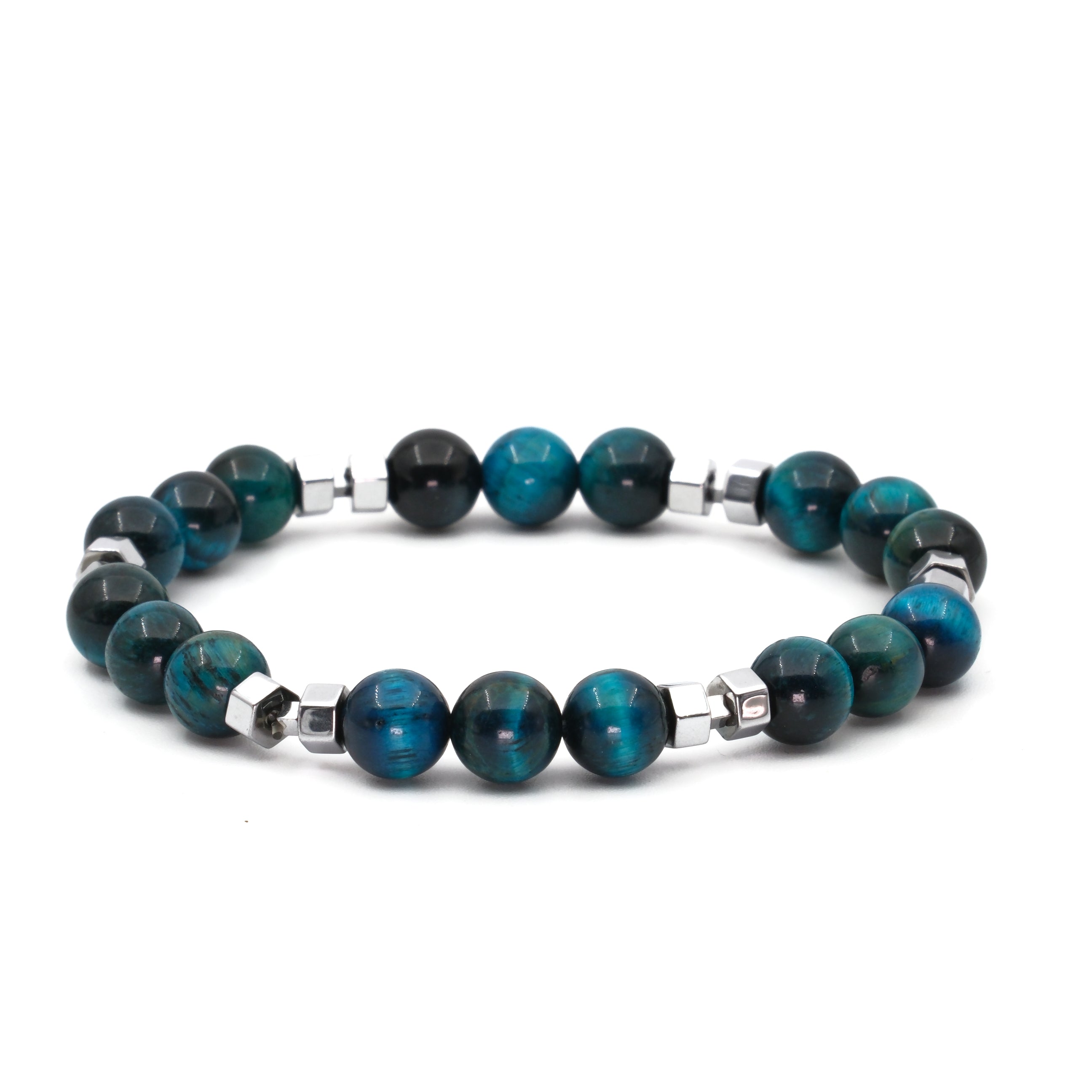 Kaplan Gözü ve Hematit Sertifikalı Doğal Taş Bileklik SPF-A-035