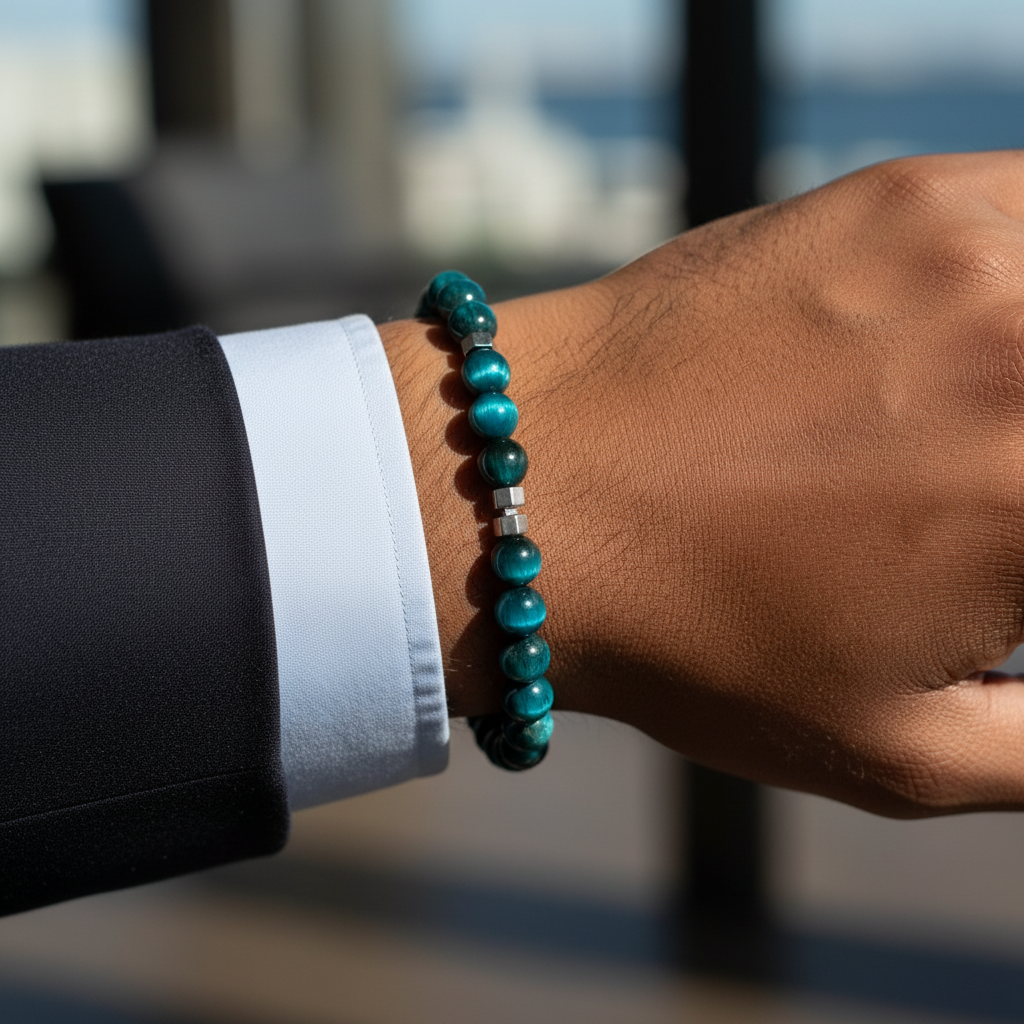 Kaplan Gözü ve Hematit Sertifikalı Doğal Taş Bileklik SPF-A-035