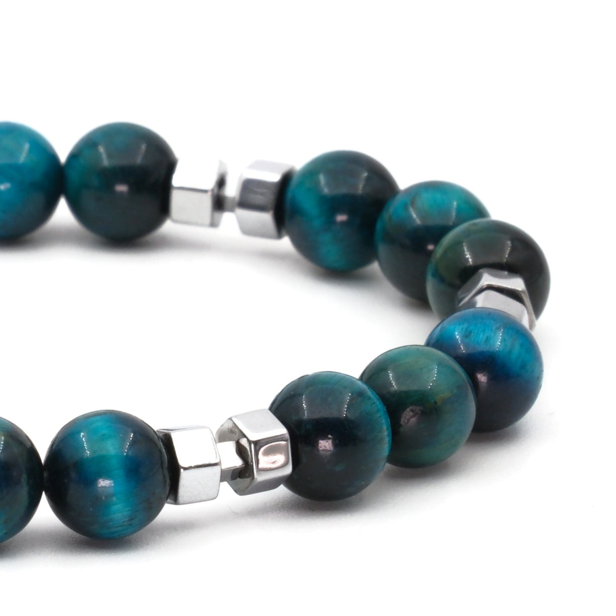 Kaplan Gözü ve Hematit Sertifikalı Doğal Taş Bileklik SPF-A-035