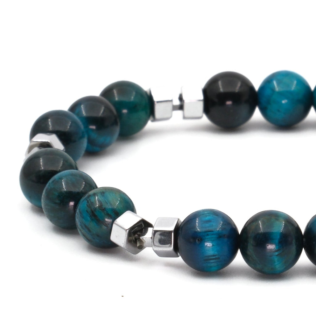 Kaplan Gözü ve Hematit Sertifikalı Doğal Taş Bileklik SPF-A-035