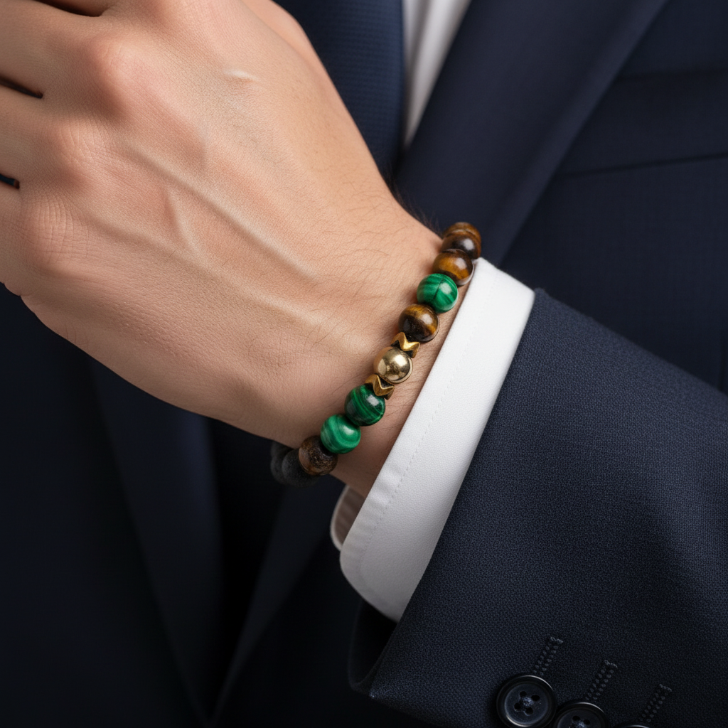 Kaplan Gözü Lav Taşı Sertifikalı Doğal Taş Bileklik SPF-A-031