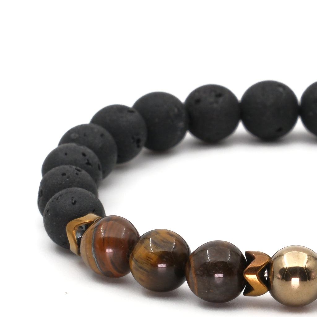 Kaplan Gözü Lav Taşı Sertifikalı Doğal Taş Bileklik SPF-A-031