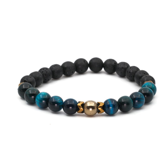 Tiger Eye Lava Stone Hematite Natural Stone Bracelet SPF-A-032