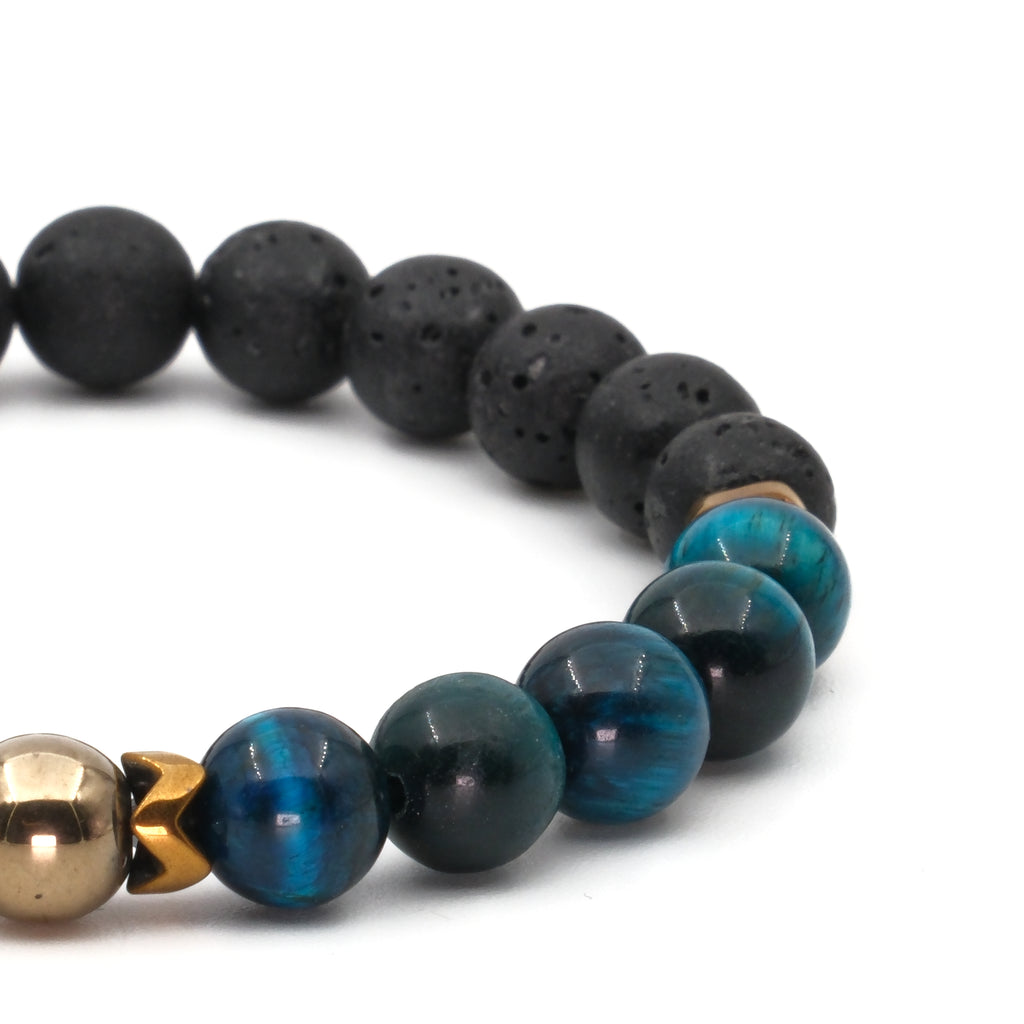 Kaplan Gözü Lav Taşı Hematit Sertifikalı Doğal Taş Bileklik SPF-A-032