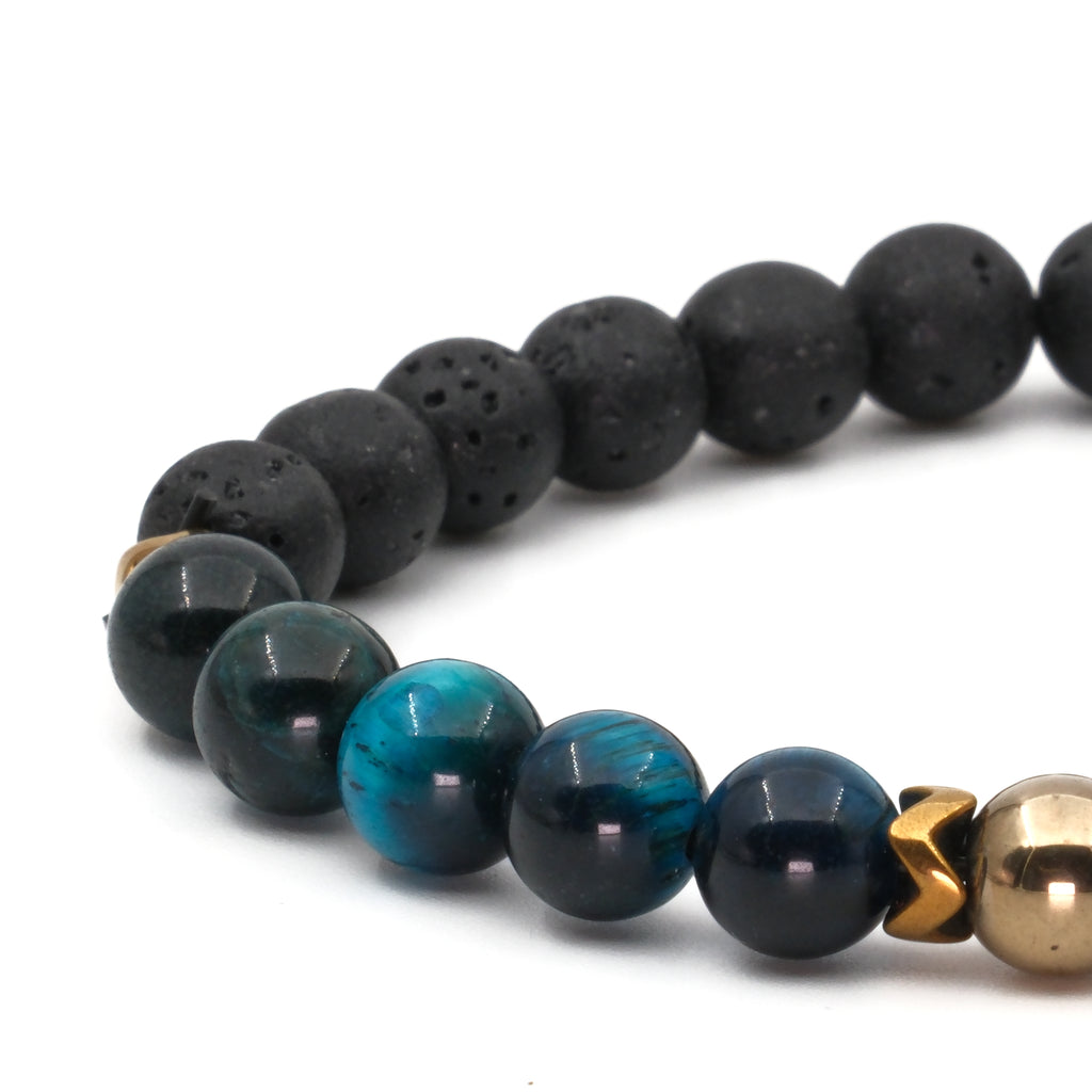 Kaplan Gözü Lav Taşı Hematit Sertifikalı Doğal Taş Bileklik SPF-A-032