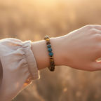 Blue and Brown Matte Tiger Eye Hematite Certified Natural Stone Bracelet SPF-A-054