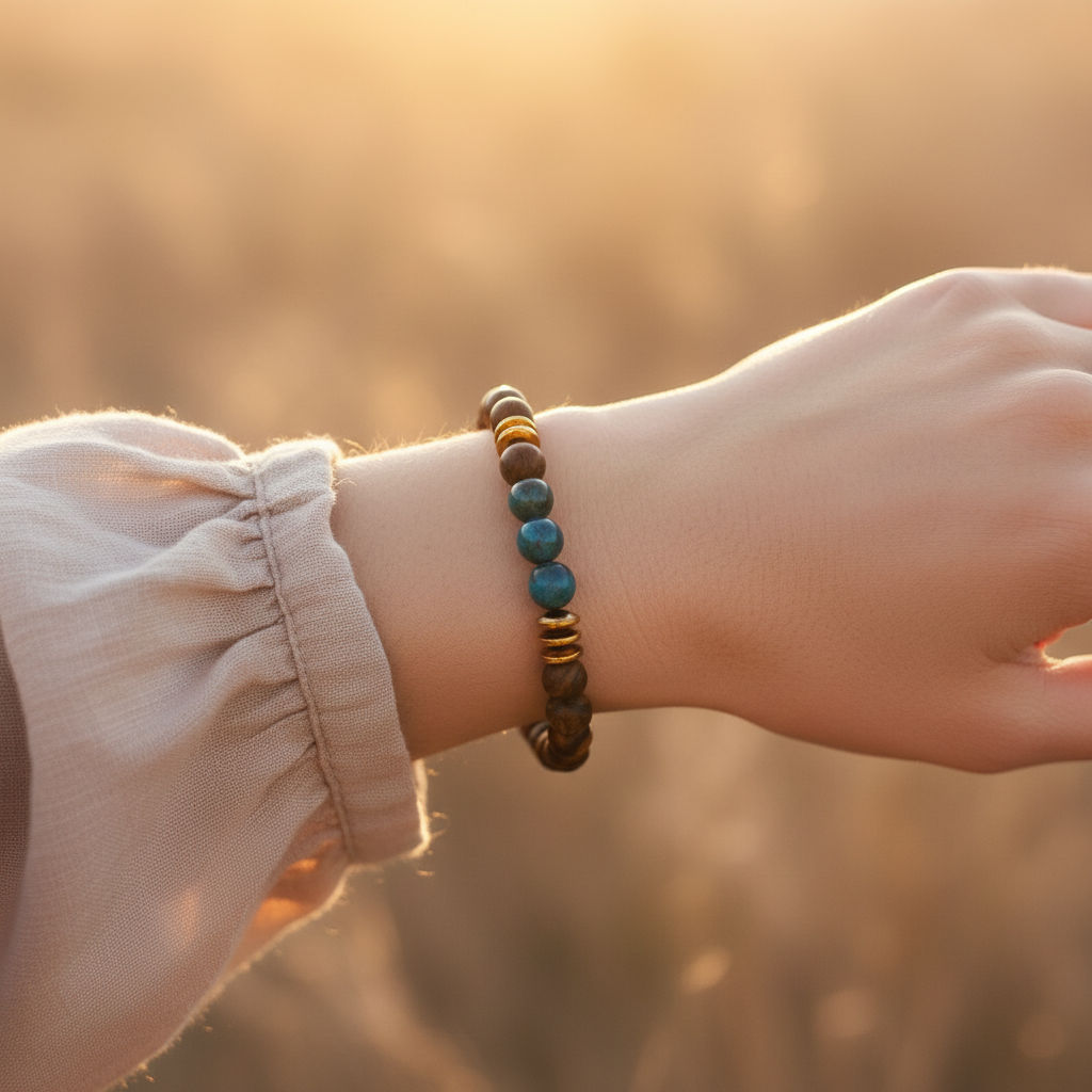 Mavi ve Kahve Mat Kaplan Gözü Hematit Sertifikalı Doğal Taş Bileklik SPF-A-054