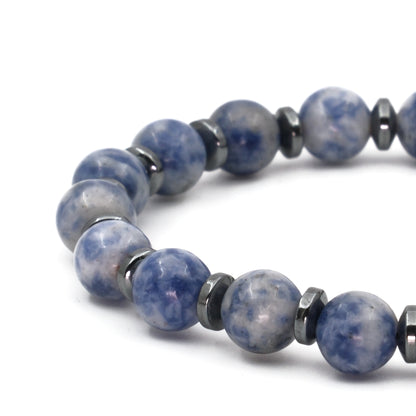 Globe Sodalite and Hematite Natural Stone Natural Stone Bracelet SPF-A-049