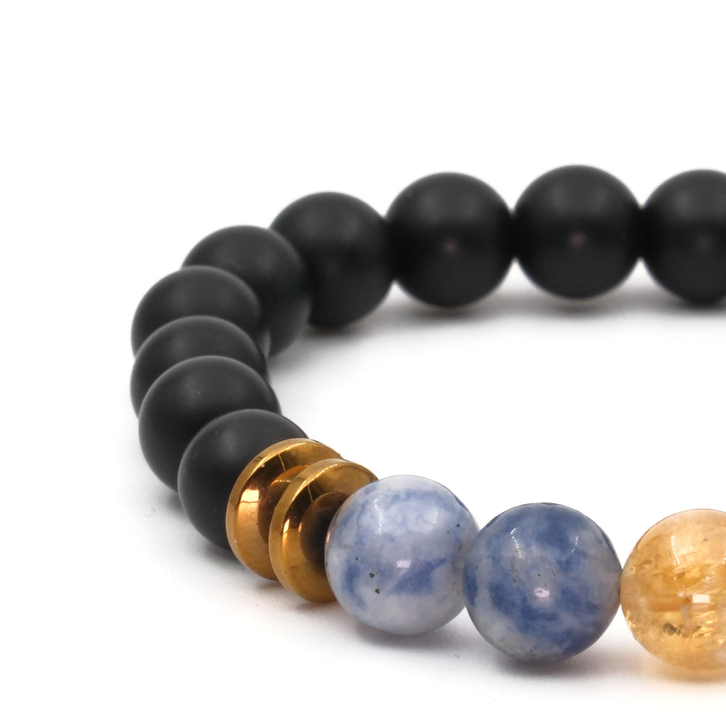 Sitrin Sodalit Oniks Hematit Sertifikalı Doğal Taş Bileklik SPF-A-063