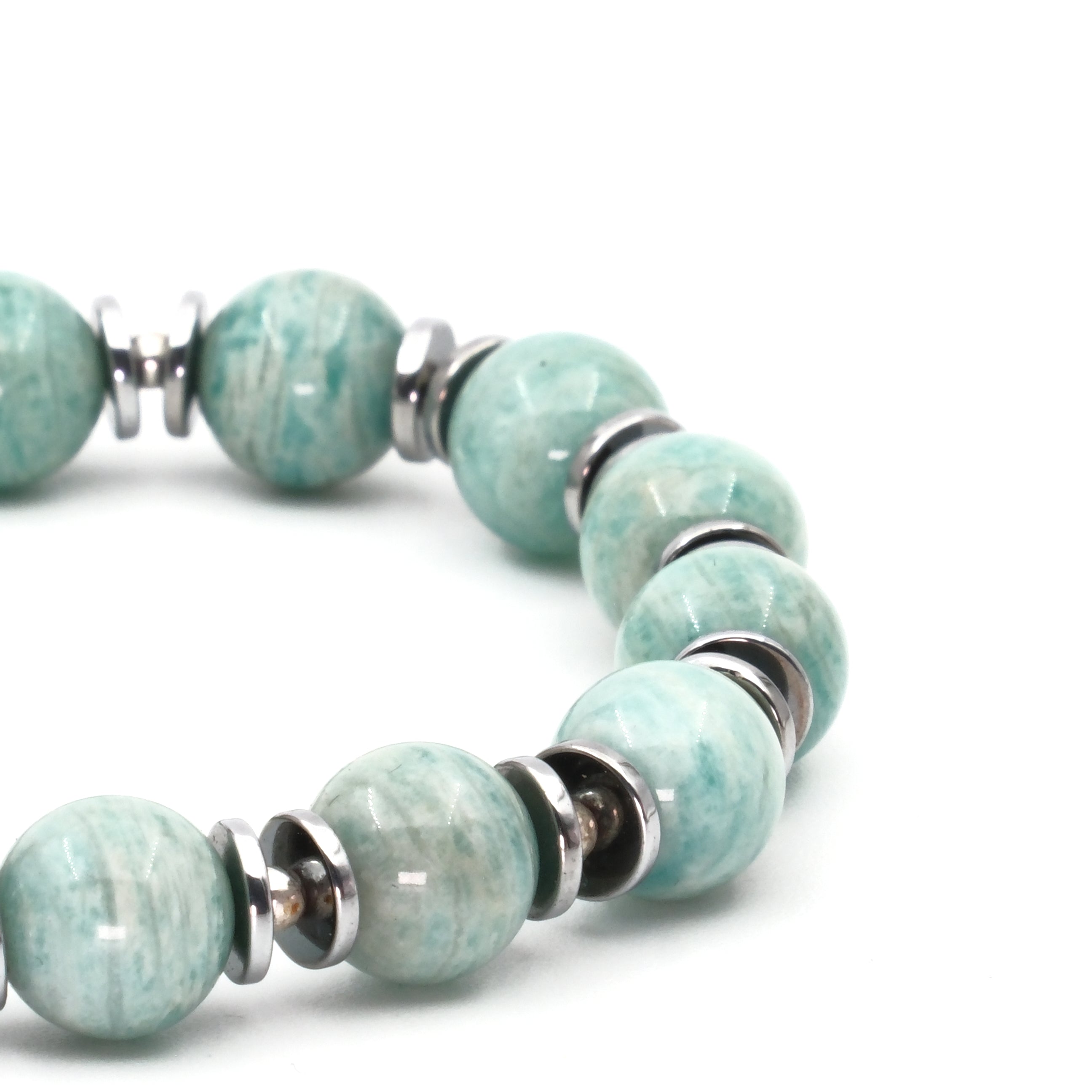 Amazonit ve Hematit Sertifikalı Doğal Taş Bileklik SPF-A-008