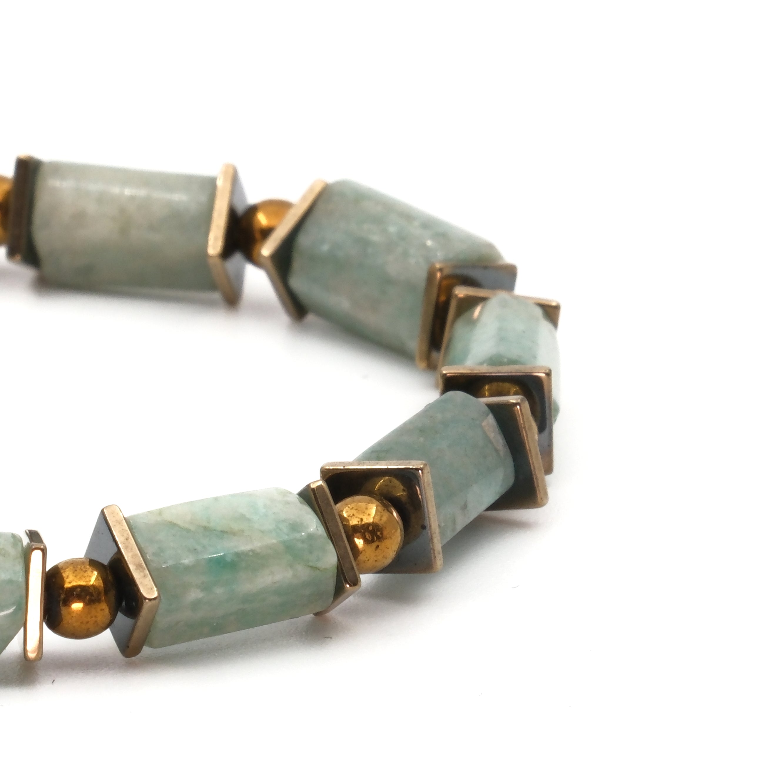 Amazonit Hematit Sertifikalı Doğal Taş Bileklik SPF-A-007