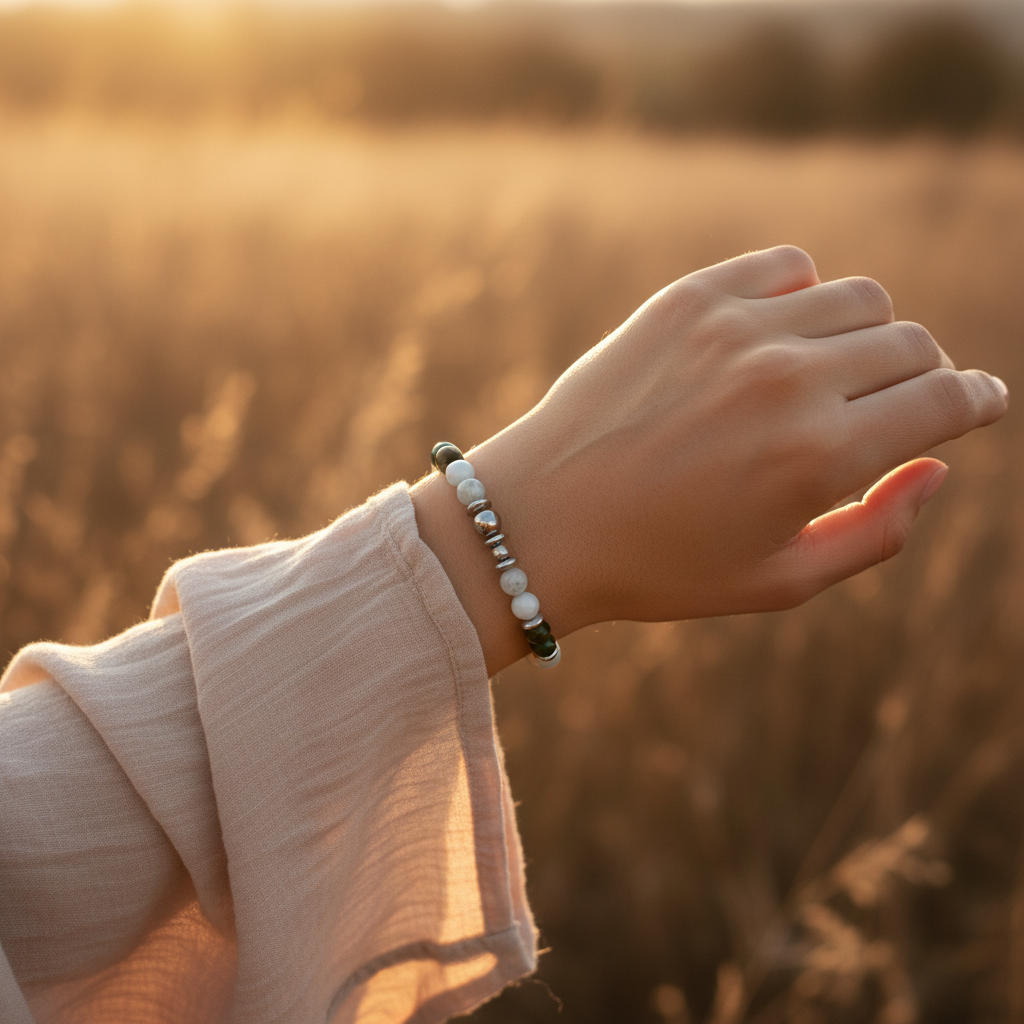 Akuamarin Kaplan Gözü Hematit Sertifikalı Doğal Taş Bileklik SPF-A-005