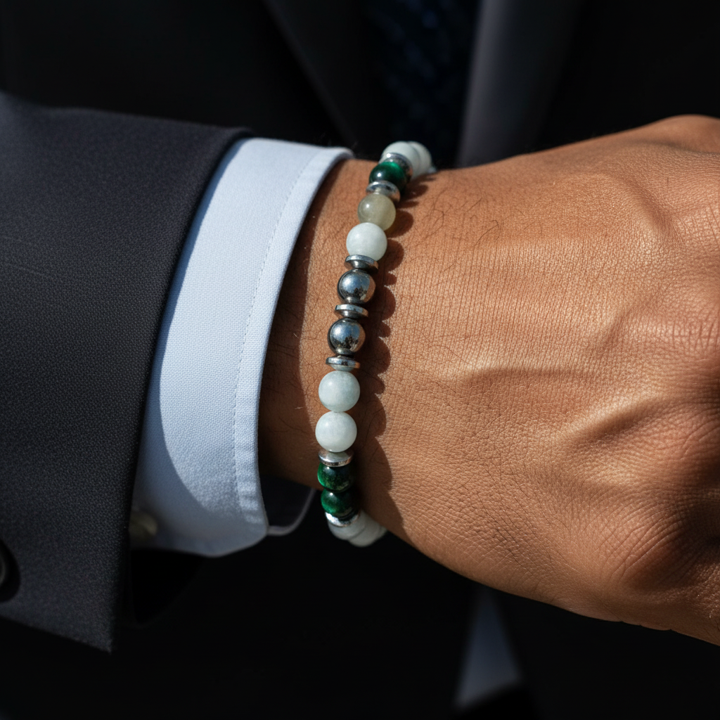 Akuamarin Kaplan Gözü Hematit Sertifikalı Doğal Taş Bileklik SPF-A-005