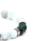 Aquamarine Tiger Eye Hematite Certified Natural Stone Bracelet SPF-A-005