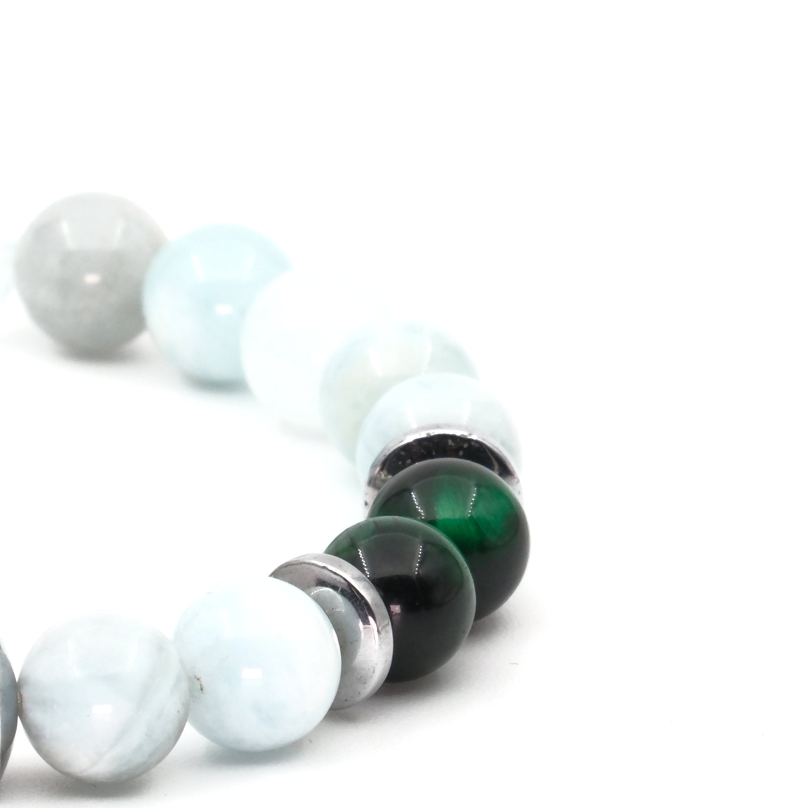 Akuamarin Kaplan Gözü Hematit Sertifikalı Doğal Taş Bileklik SPF-A-005