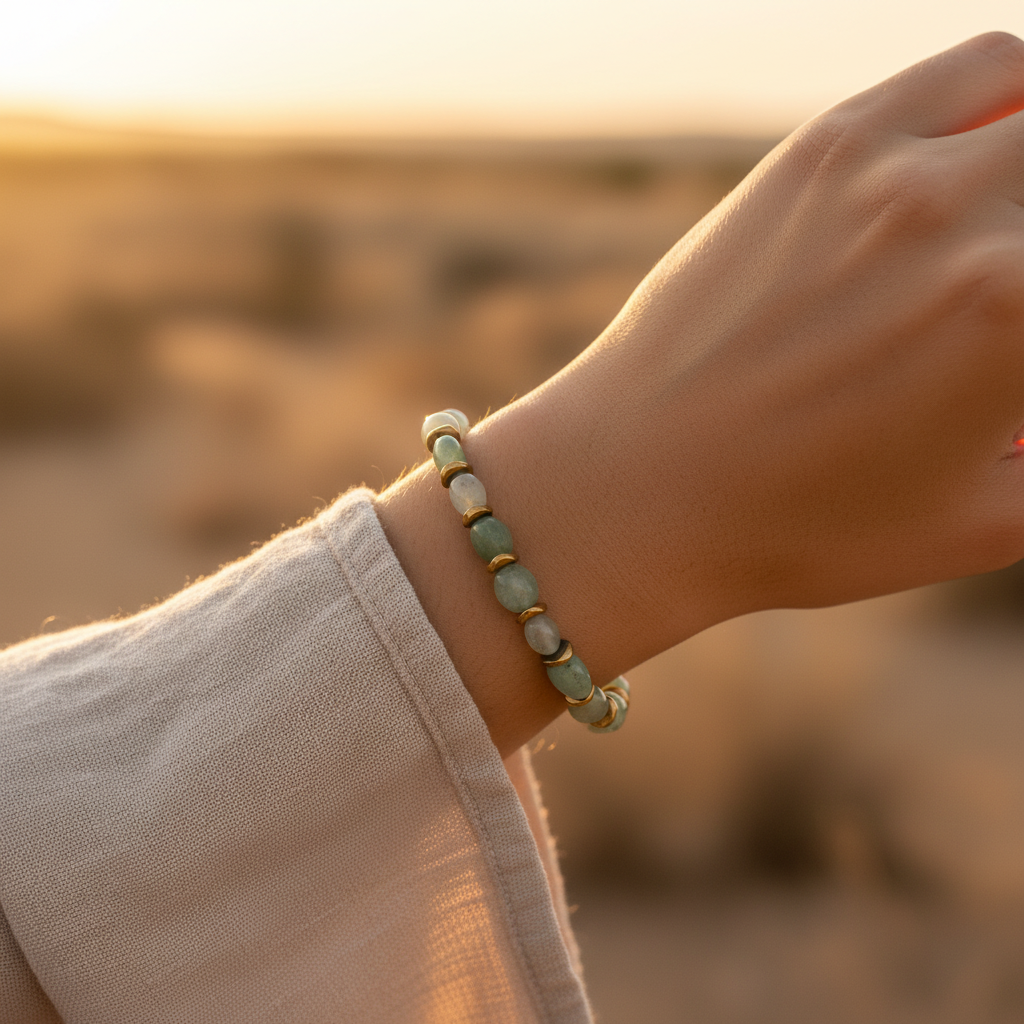 Aventurin ve Hematit Sertifikalı Doğal Taş Bileklik SPF-A-016