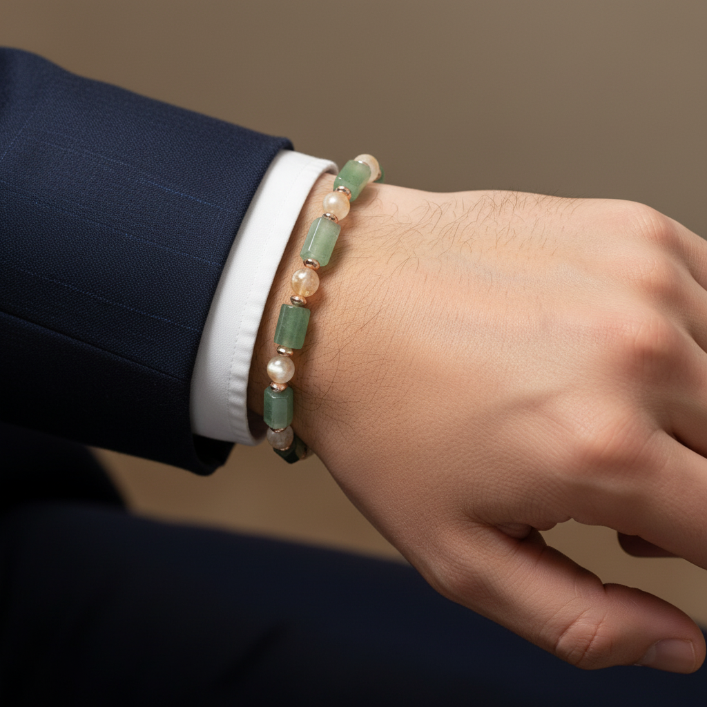 Aventurin Ve Küre Sitrin Sertifikalı Doğal Taş Doğal Taş Bileklik SPF-A-017