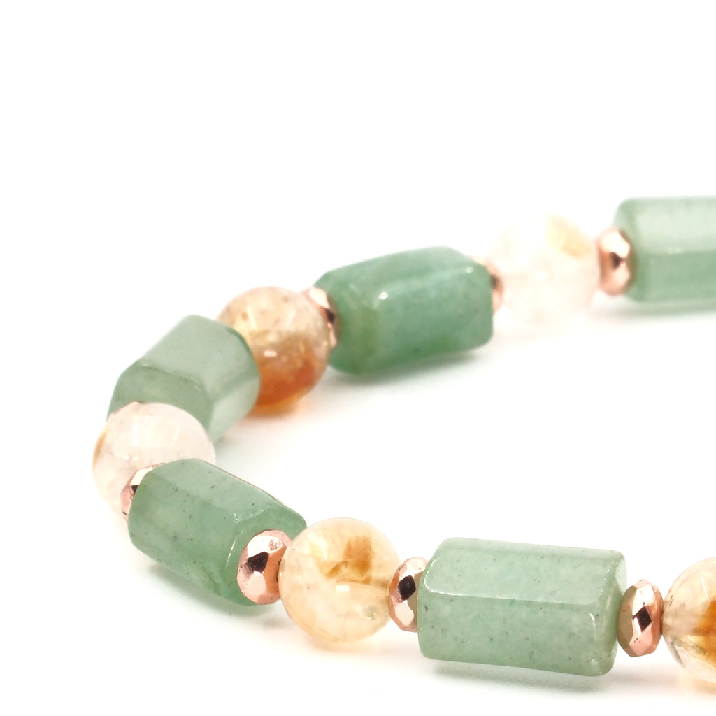 Aventurin Ve Küre Sitrin Sertifikalı Doğal Taş Doğal Taş Bileklik SPF-A-017