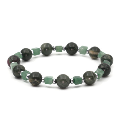 Aventurine Jasper and Hematite Natural Stone Bracelet SPF-A-015