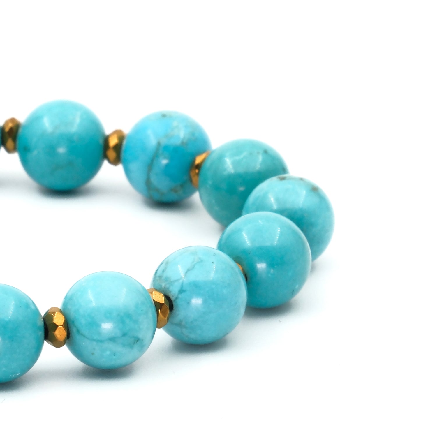 Turquoise (10mm) and Hematite Natural Stone Bracelet SPF-A-070