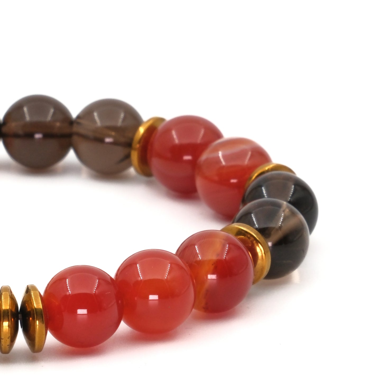 Agate and Smoky Quartz Hematite (10mm) Natural Stone Bracelet SPF-A-001