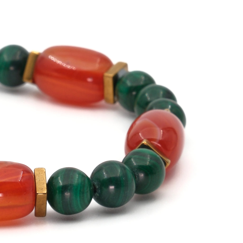 Malakit ve Arpa Akik Sertifikalı Doğal Taş Bileklik SPF-A-053